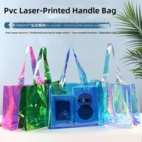 Sac fourre-tout holographique irisé, sac de shopping en PVC transparent imperméable, sac de plage transparent, cadeau personnalisable