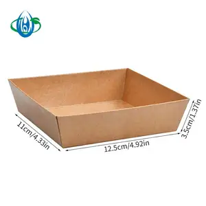 Customize Logo Printing Take Away Fast Food Boat Tray Biodegradable Kraft Paper Food Trays For Chicken Hotdog Chips Trays