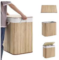 Panier à linge pliable en bambou Panier de rangement pour vêtements Panier de rangement en polyester avec poignée