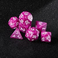 Lot de dés polyédriques en acrylique rose marbré D4 D6 D8 D10 D12 D20 D30 pour jeux de rôle D&D DND