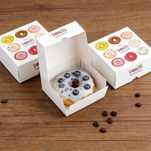 Boîte en papier pour desserts, donuts et brownies, pliable, sur mesure, qualité alimentaire, 1 pièce, vente en gros - Product Image 1