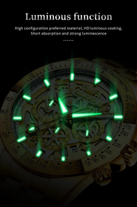 OLEVS 9913 Orologio al Quarzo da Uomo con Vetro Rivestito ad Alta Durezza, Bracciale in Acciaio Inossidabile, Orologio da Polso Scheletrato di Lusso per Affari - Product Image 5