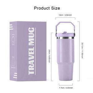 Vaso Térmico Personalizado con Logotipo de 30 oz, Taza de Café de Acero Inoxidable de Doble Pared con Aislamiento al Vacío, Vasos de Viaje para Auto de 30 oz con Asa y Tapa - Product Image 4