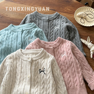 Tongxingyuan Girls Knitted <b>Cardigan</b> Autumn Spring Soft Full Sleeve Single Breasted Sweater Coat - Product Image 1
