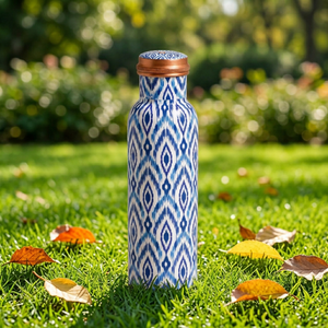 Bohemian Pattern <b>Metal</b> <b>Water</b> <b>Bottle</b> With Copper Lid Portable Outdoor Use - Product Image 1