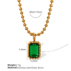 Collar con Colgante de Cristal y Oro de 18K de Lujo, Antideslustre, Acero Inoxidable Altamente Pulido, Accesorios Diarios para Mujer - Product Image 5