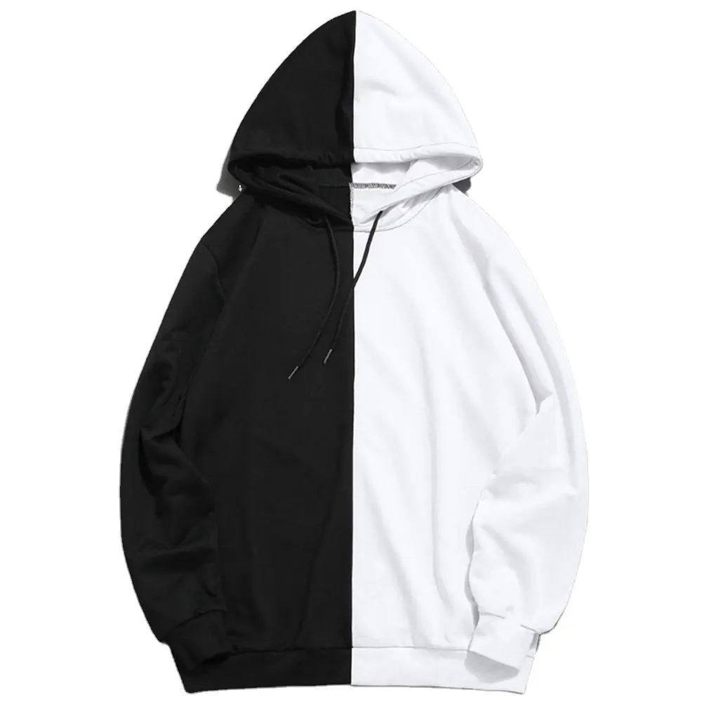 Wholesale basic white hoodie new design streetwear can custom mens two color hoodies