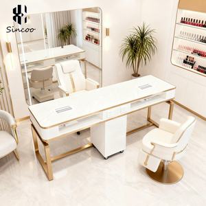 Factory Direct Modern Salon Manicure Furniture Marble <b>Nail</b> <b>Desk</b> Tables With Dust Collector Single Double Seat <b>Nail</b> Art Table - Product Image 5