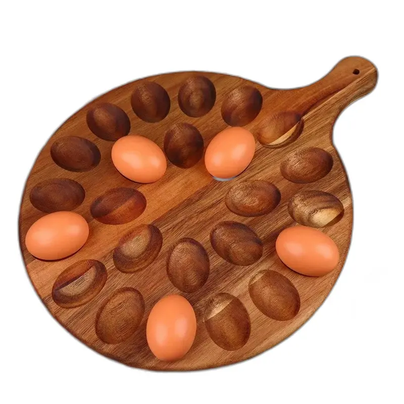 Creative Kitchen egg storage Multi-grid fixed wooden egg rack Egg display tray for home use