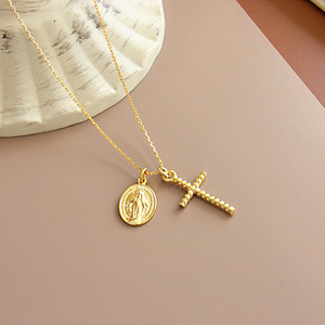 Nuova Tendenza Wuqie: Collana con Ciondolo a Croce Cristiana in Argento Sterling S925 - Product Image 3