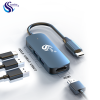 4 en 1 usb-c Hub 4 puertos 6 puertos USB C hubs 3,0 tipo C estación de acoplamiento 6 en 1 estación de acoplamiento con tarjeta 4K SD TF portátil pd100w