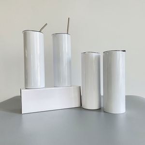 20Oz Us Warehouse Skinny Flat Edge Tumbler With <b>Metal</b> <b>Straws</b> for Sublimation Heat Transfer Printing - Product Image 3