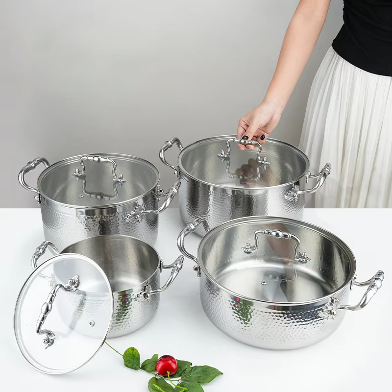 Factory Wholesale Durable 316 Stainless Steel Cookware Group Hammered Finish Multi Functional Pot and Pan Set for Restaurant · image 2
