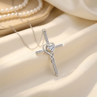 Collier pendentif en argent sterling 925 avec symbole de croix infinie en forme de cœur et moissanite VVS pour femmes, très vendu
