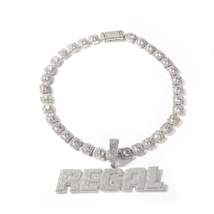 Nome di lusso ciondolo gioielli Hip Hop grande targhetta collana ciondolo nome personalizzato gioielli zircone pietra - Product Image 3