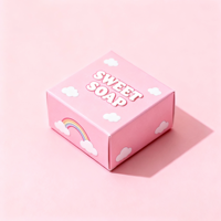 Boîte à savon rose rêveuse de qualité supérieure, rectangulaire, taille personnalisée, dossiers, revêtement UV, papier imprimé