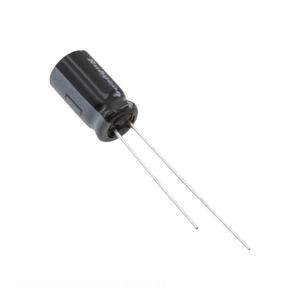 ตัวเก็บประจุแบบ Through Hole CAP ALUM 100UF 20% 25V RADIAL TH 100 uF 25YXH100MEFC6.3X11 - Product Image 1