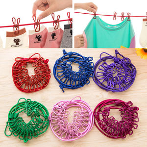Wholesale Portable Outdoor <b>Clothesline</b> Household 12 Clips Windproof Color Drying Elastic Rope - Product Image 2