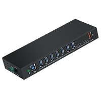 Hub USB 3.0 Industri 10-Port Berbahan Logam dengan Port USB-A dan USB-C Multi-Plug Transfer Data Kecepatan Tinggi untuk PC/Laptop
