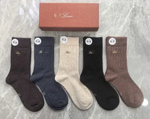 Men's Casual <b>Socks</b> Everyday Style Multicolor Cashmere Blend Ribbed Knit Soft Embroidered Logo Crew - Product Image 2