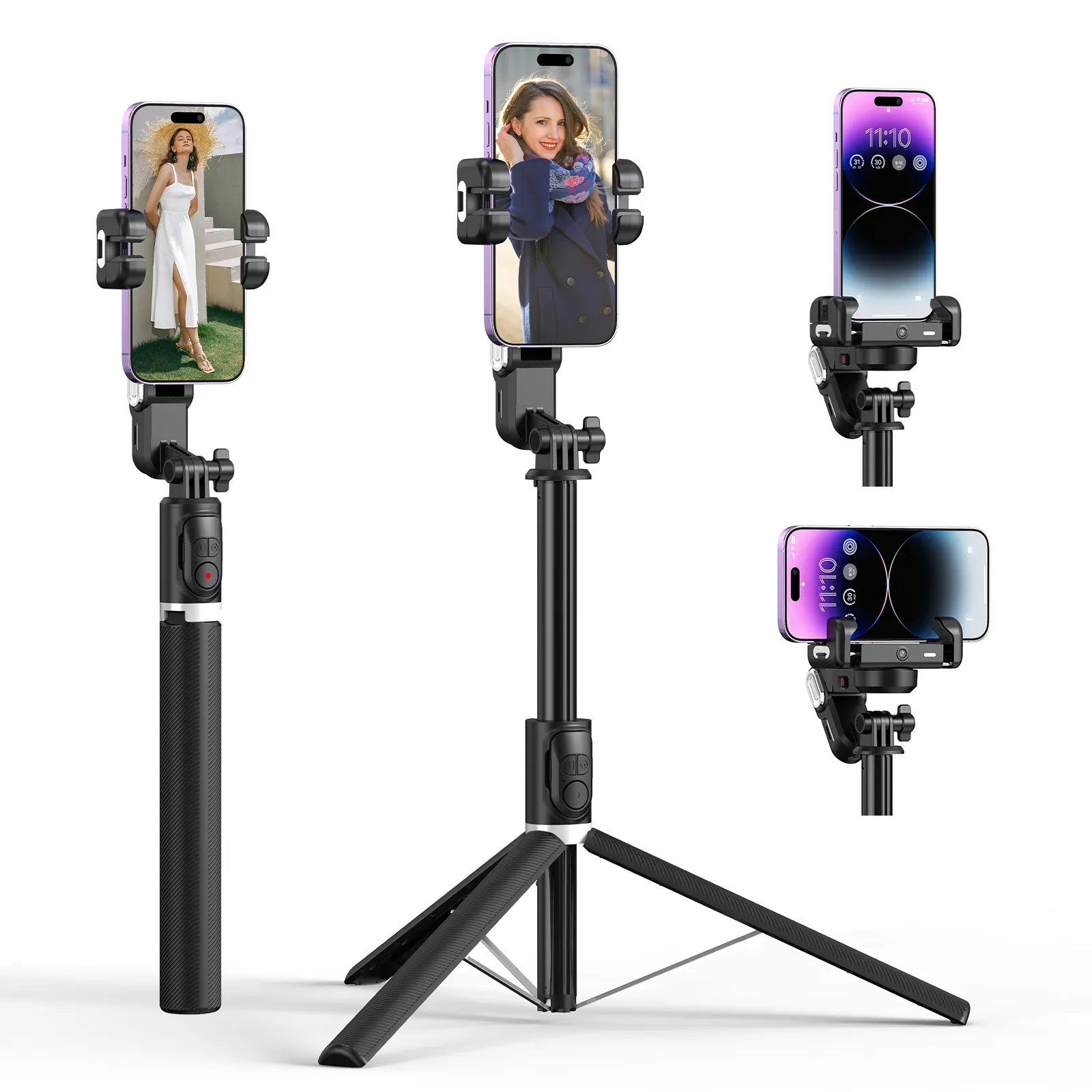 2024 new professional handheld mobile phone gimbal stabilizer AI tracking gimbal with fill light