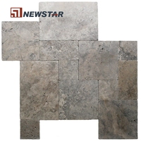 Newstar Pierre Naturelle Marbre Gris Argent Travertin Pavés Dalle Carreaux Extérieur Gris Argent Travertin Pavés