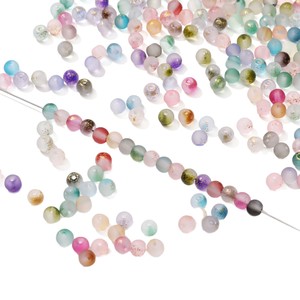 Perles en verre givré à trou droit de 4 mm, perles dispersées pour la fabrication de bracelets, colliers et bijoux DIY, paquet de 10 g - Product Image 5
