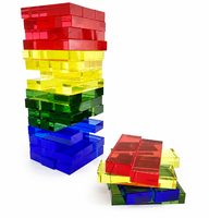 HOTEAM Blocs empilables en acrylique transparents et colorés de luxe personnalisés, jeu de Jenga, jouet éducatif créatif pour les rassemblements sociaux et les fêtes