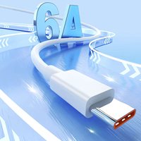 Kabel Super 65W dengan Chip Oranye 6A Pengisian Cepat 12V USB ke Type-C Oppo VOOC Realme Pengisian Cepat Flash Smart Watch Kabel Data