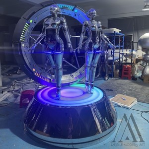 Otel lobisinde Casino sahne olay dekor RGB aydınlatma fiberglas fütüristik Mecha artartpiece Cyber kız kinetik sanat kurulum - Product Image 6