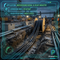 Cable de Alimentación PrimePro 0.6/1kV de 4 Núcleos XLPE, Blindado con Cinta de Acero, IEC 60502-1, para Entierro Directo Subterráneo