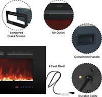 Cheminée électrique encastrée et murale Kalsubo de 50 pouces pour usage intérieur. Équipé d'une télécommande