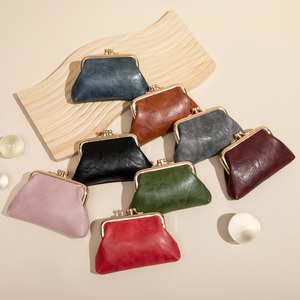 Retro doppio strato <span class=keywords><strong>clip</strong></span> sul portafoglio della moneta, mini borsa di stoccaggio della moneta di cuoio delle donne, piccolo portafoglio alla moda di colore solido - Product Image 6