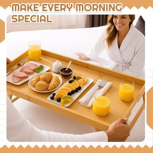 Bandeja de bambú para cama, 77x38x22cm, soporte plegable para ordenador portátil, para cama, sofá, trabajo, uso para desayuno - Product Image 3