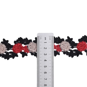 Cinta de Encaje Africano de Poliéster <span class=keywords><strong>en</strong></span> Varios Colores, 3.5cm de Ancho, <span class=keywords><strong>Tela</strong></span> de Encaje Bordado con Rosas <span class=keywords><strong>para</strong></span> Vestidos, Manualidades, Textiles <span class=keywords><strong>para</strong></span> el Hogar - Product Image 2