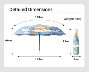 Parapluie Automatique Pliant en Trois Sections avec Poignée Dessin Animé pour Enfants, Logo Personnalisé, Fermeture Anti-Rébond Sécurisée, Protection UPF50, Cadeaux Scolaires et de Vente au Détail - Product Image 5