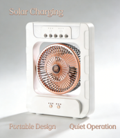 Ventilateur solaire portable blanc et noir, dernière génération, avec fonction de pulvérisation, éclairage et recharge de téléphone