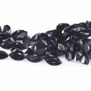 宽敞的天然黑色玛瑙宝石刻面侯爵夫人形状宽松宝石黑色玛瑙半宝石珠宝制作 - Product Image 2