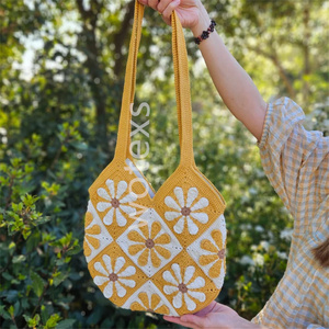 Haute qualité <span class=keywords><strong>Crochet</strong></span> Daisy <span class=keywords><strong>Sac</strong></span> Fourre-Tout Fleur Fourre-Tout Grand-Mère Carré Fleur <span class=keywords><strong>Sac</strong></span> <span class=keywords><strong>Crochet</strong></span> Épaule Fête Des Mères Cadeau - Product Image 1