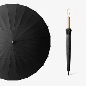 Logotipo personalizable fibra de vidrio 24 costillas plástico mango largo Golf viaje paraguas apertura Manual revestimiento negro adultos regalos de negocios - Product Image 1