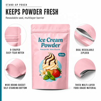 Sachet Doypack Personnalisé Imprimé, Stratifié PE, Étanche, Qualité Alimentaire pour Poudre de Crème Glacée
