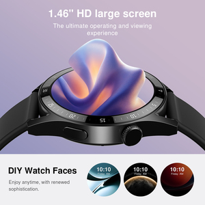 Montre connectée AMOLED 1,46 pouce avec affichage permanent, surveillance <span class=keywords><strong>de</strong></span> la fréquence cardiaque et <span class=keywords><strong>de</strong></span> l'<span class=keywords><strong>oxygène</strong></span> sanguin, réponse aux appels, charge sans fil, compatible iOS HW035 - Product Image 4