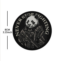 Nunca dejes de luchar Panda tejido marcas táctico gancho y bucle moral Panda parches