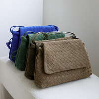 Sacs en daim tissés, sacs à bandoulière pour femmes en cuir de vachette nubuck tissé à la main, sacs messager en cuir véritable, mode décontractée
