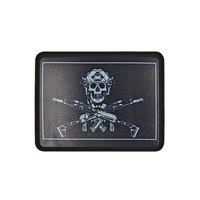 Badge tactique en caoutchouc souple PVC pour impression UV, motif crâne, forme rectangulaire/diamant, pour sac à dos et vêtements