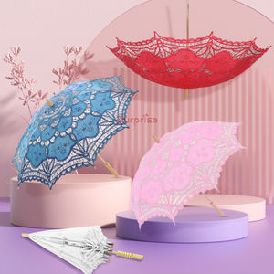 Ручной работы винтажный высококачественный белый многоцветный кружевной зонт для женщин свадебные зонтики зонтик - Product Image 2