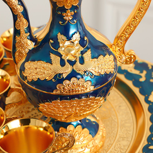 ของตกแต่งบ้านสไตล์ยุโรปที่สร้างสรรค์และประณีต ชุดแก้วไวน์และขวดเหล้าสไตล์วินเทจสุดหรู 8 ชิ้น - Product Image 4