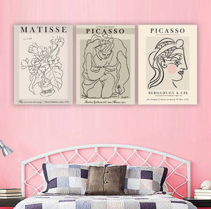 Peinture sur toile d'art linéaire bohème moderne, affiches de portraits inspirées de Matisse et de <span class=keywords><strong>Picasso</strong></span>, art mural pour la décoration de la chambre à coucher et du salon - Product Image 5