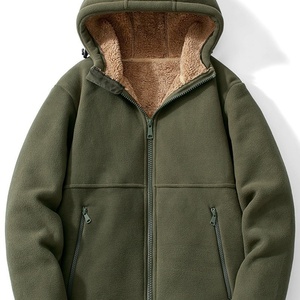 Wholesale Autumn and Winter New Heavyweight Men's Fleece Jacket Casual Hooded with <b>Thick</b> Fleece Warm <b>Cardigan</b> Jacket - Product Image 4