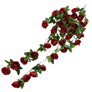 Guirnalda de Flores Artificiales Colgantes de 120 cm, Guirnalda de Flores de Peonía de Seda para Decoración de Techo de Bodas y Fiestas - Product Image 5